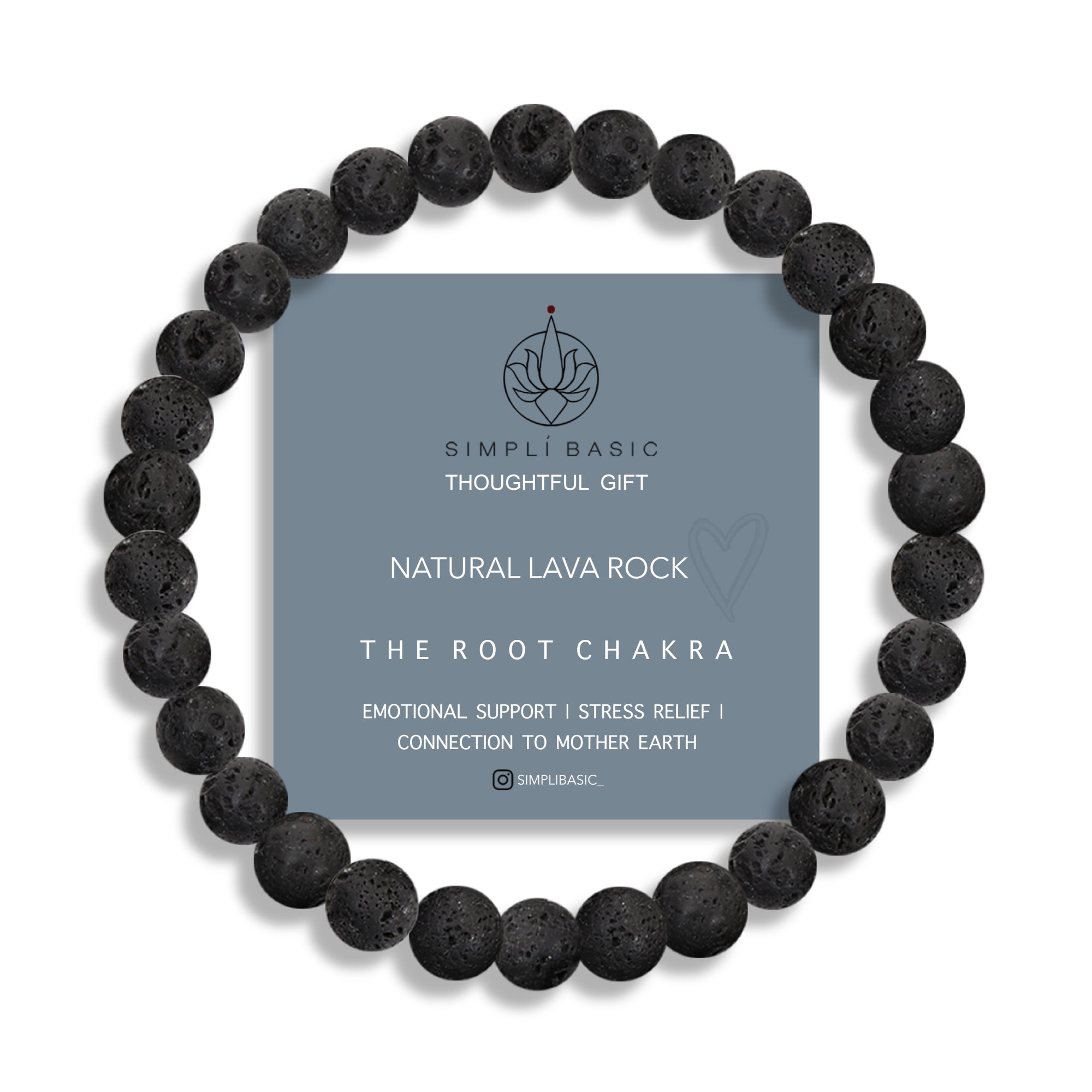 Healing black Lava Rock bead bracelet(6mm)