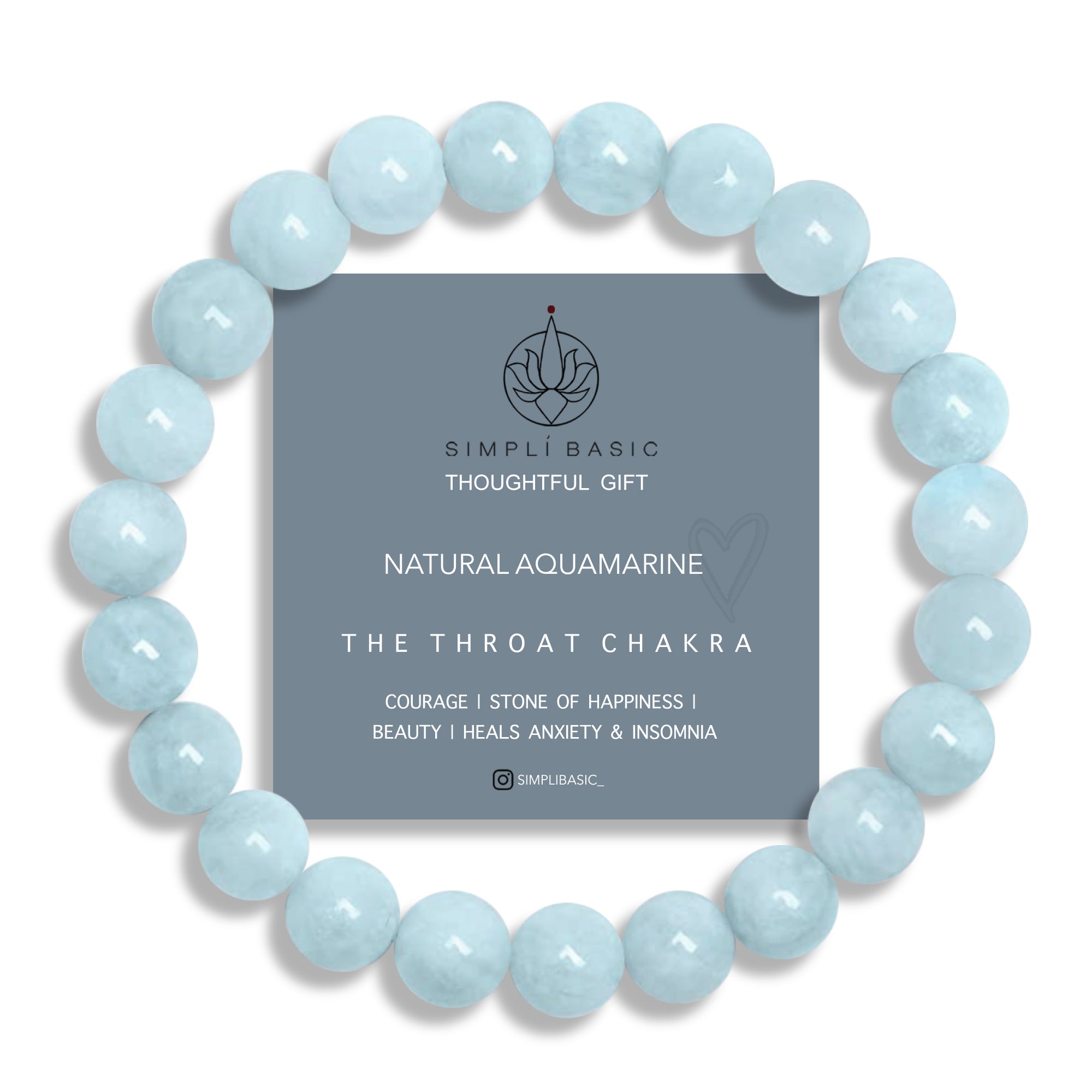 HEALING AQUAMARINE BEAD BRACELET 8MM