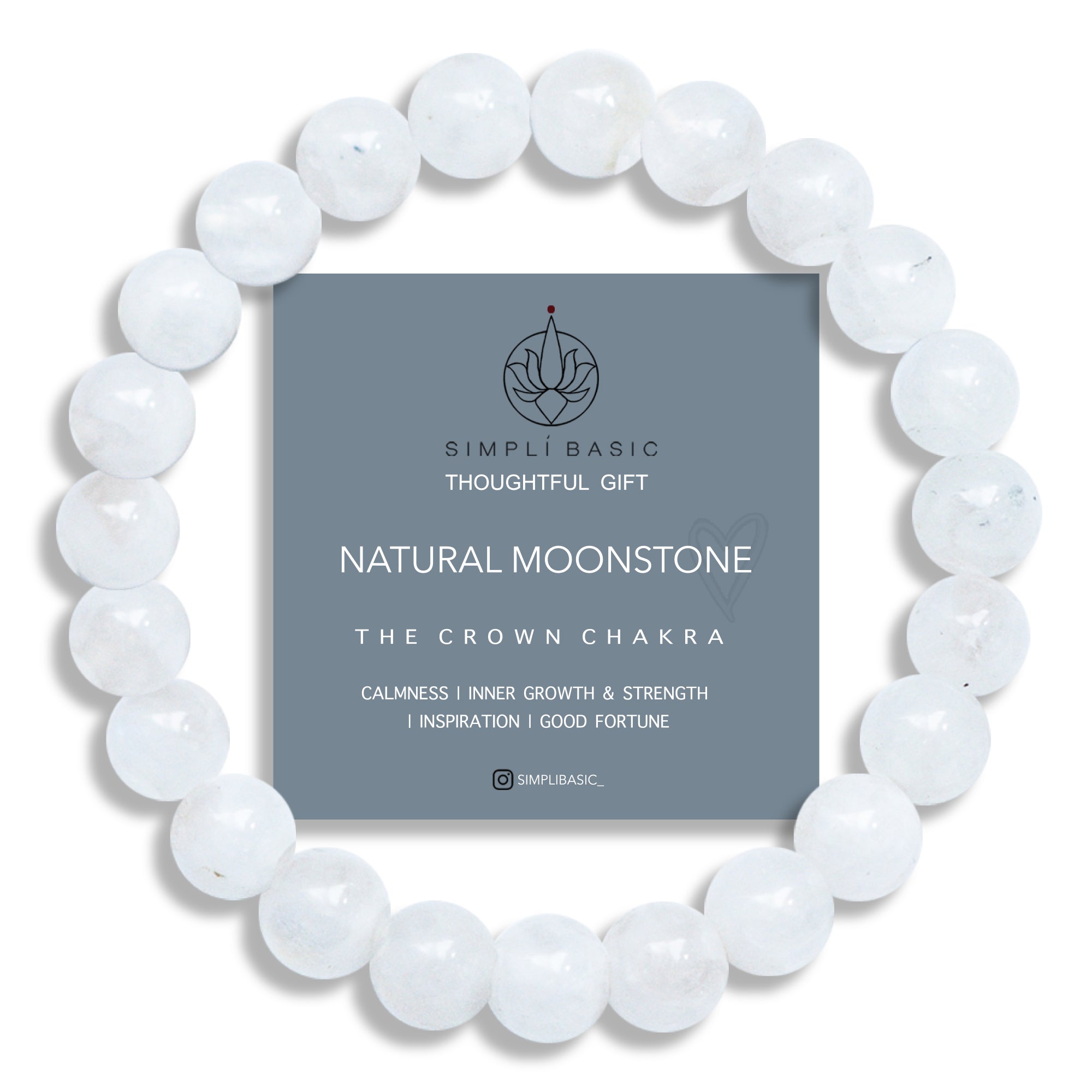 HEALING MOONSTONE BEAD BRACELET 8MM