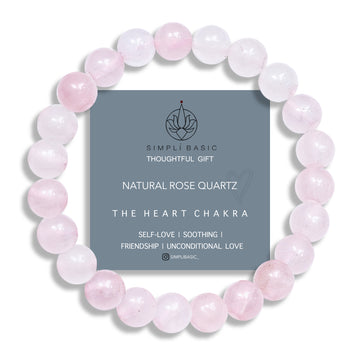 HEALING ROSE QUARTZ BEAD BRACELET 8MM