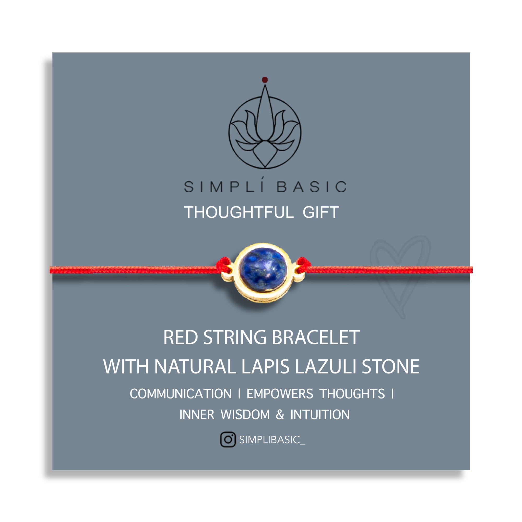 NATURAL LAPIS LAZULI & RED STRING BRACELET – ADJUSTABLE SOFT CORD