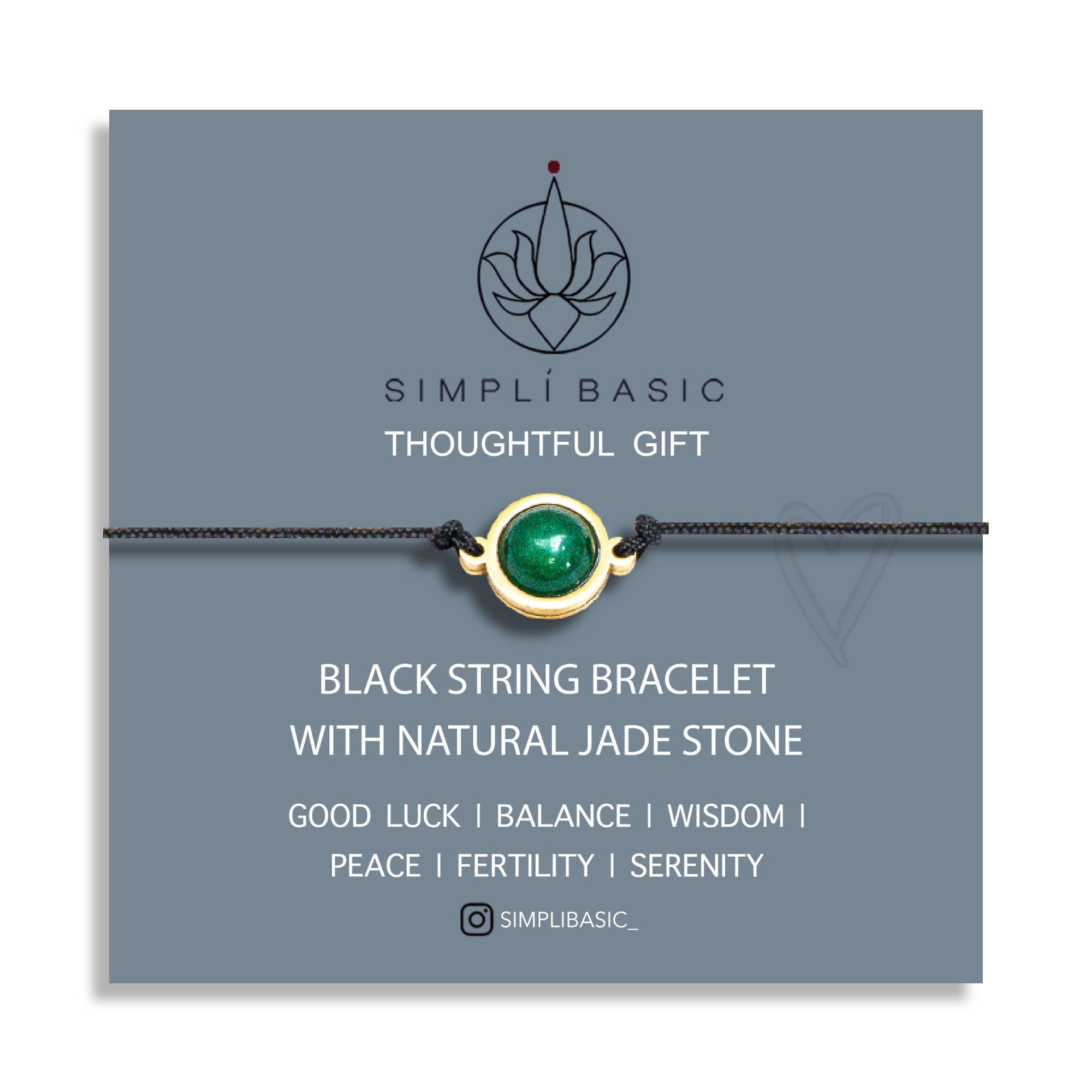 NATURAL JADE & BLACK STRING BRACELET – ADJUSTABLE SOFT CORD