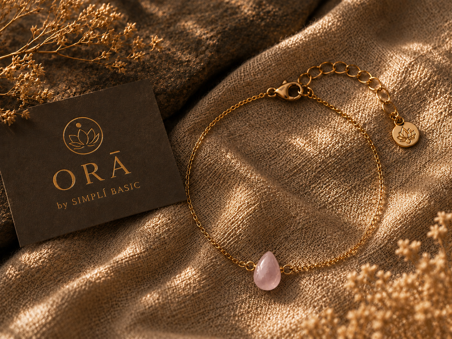 ORĀ Floating Rose Quartz Necklace - detail