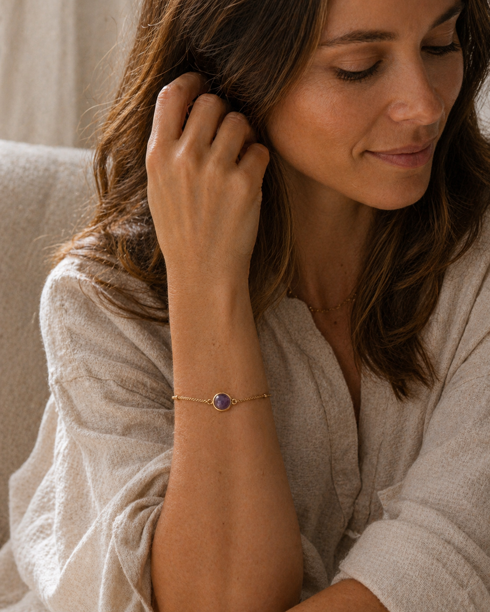 AMETHYST STONE CHAIN BRACELET