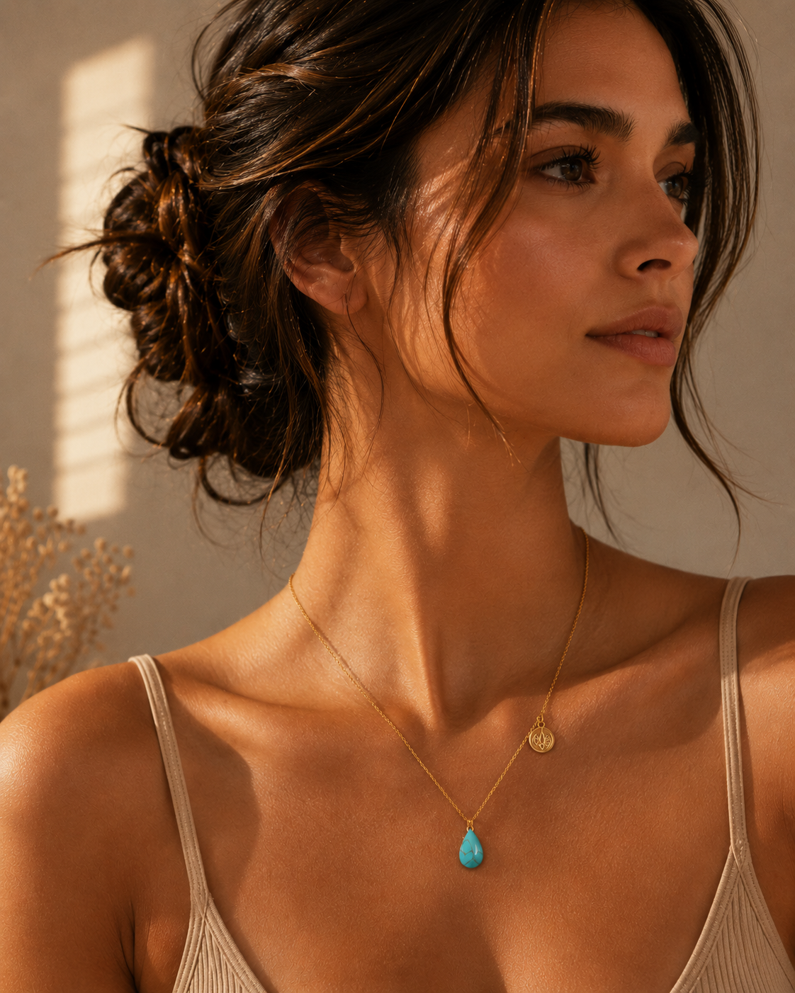 ORĀ Floating Turquoise Necklace - 18k Gold Vermeil