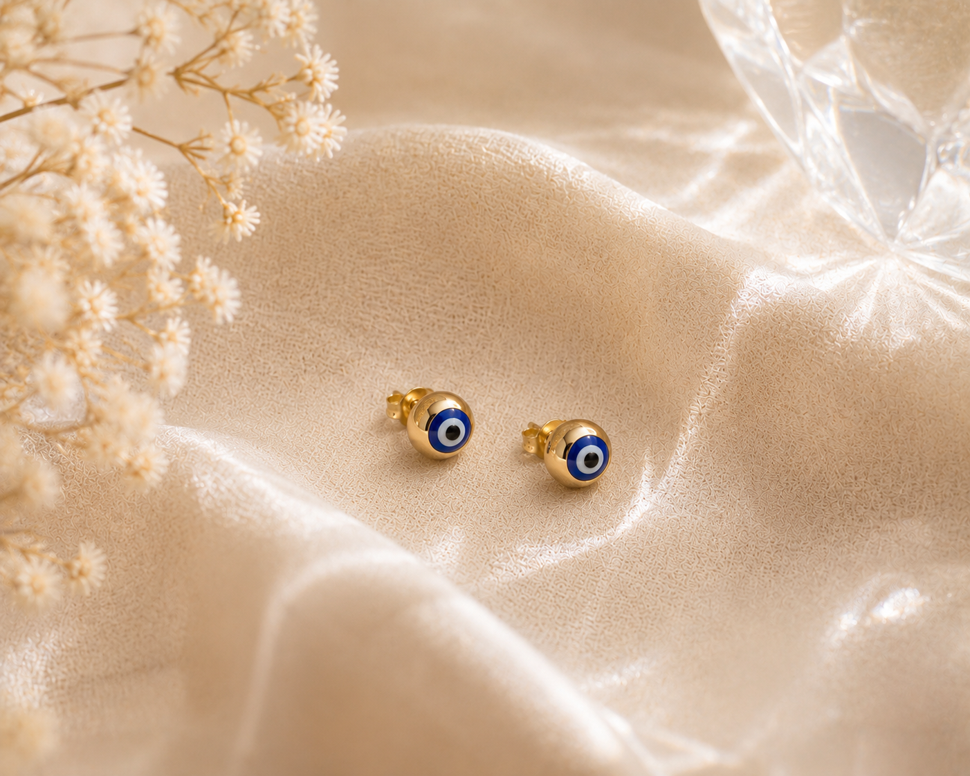 Evil Eye Necklace & Mini Protection Eye Studs Set