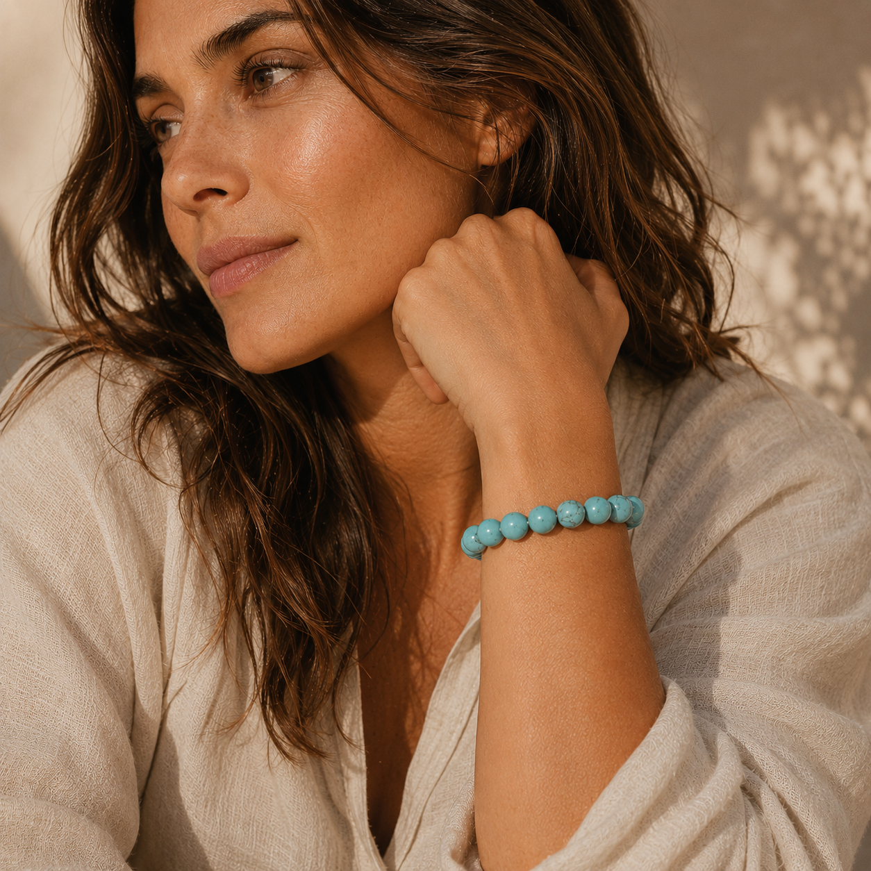 HEALING TURQUOISE BEAD BRACELET & KEEPSAKE STONE
