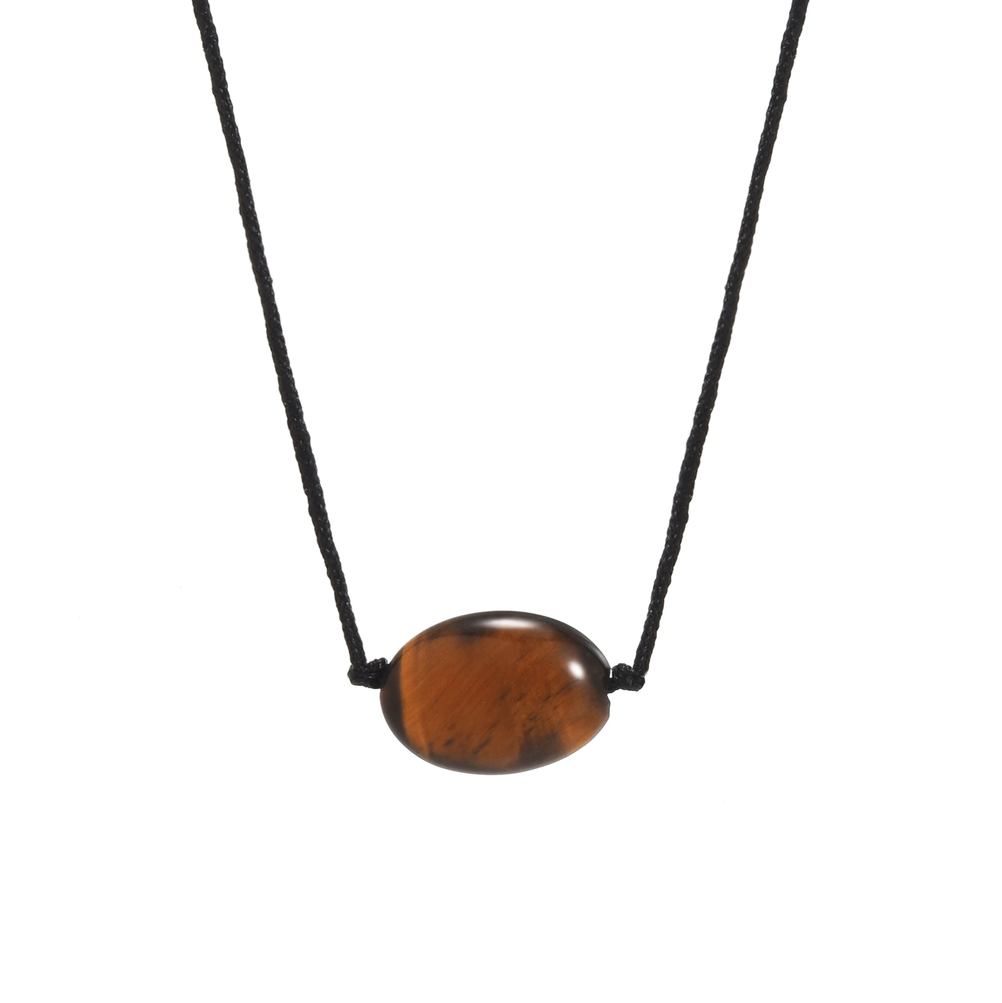 Tiger eye cord necklace (oval stone)