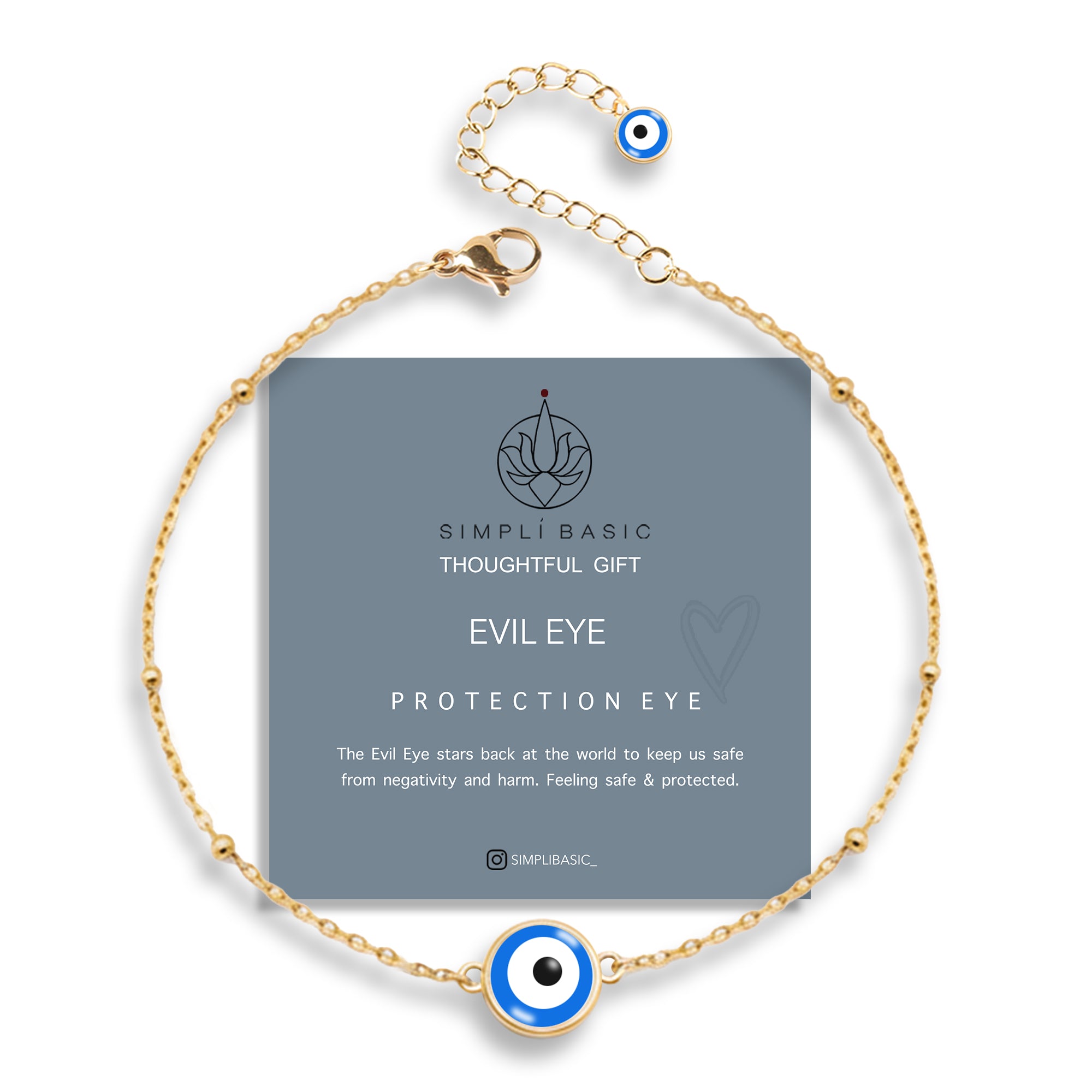 Evil eye ball chain bracelet 18k gold plated