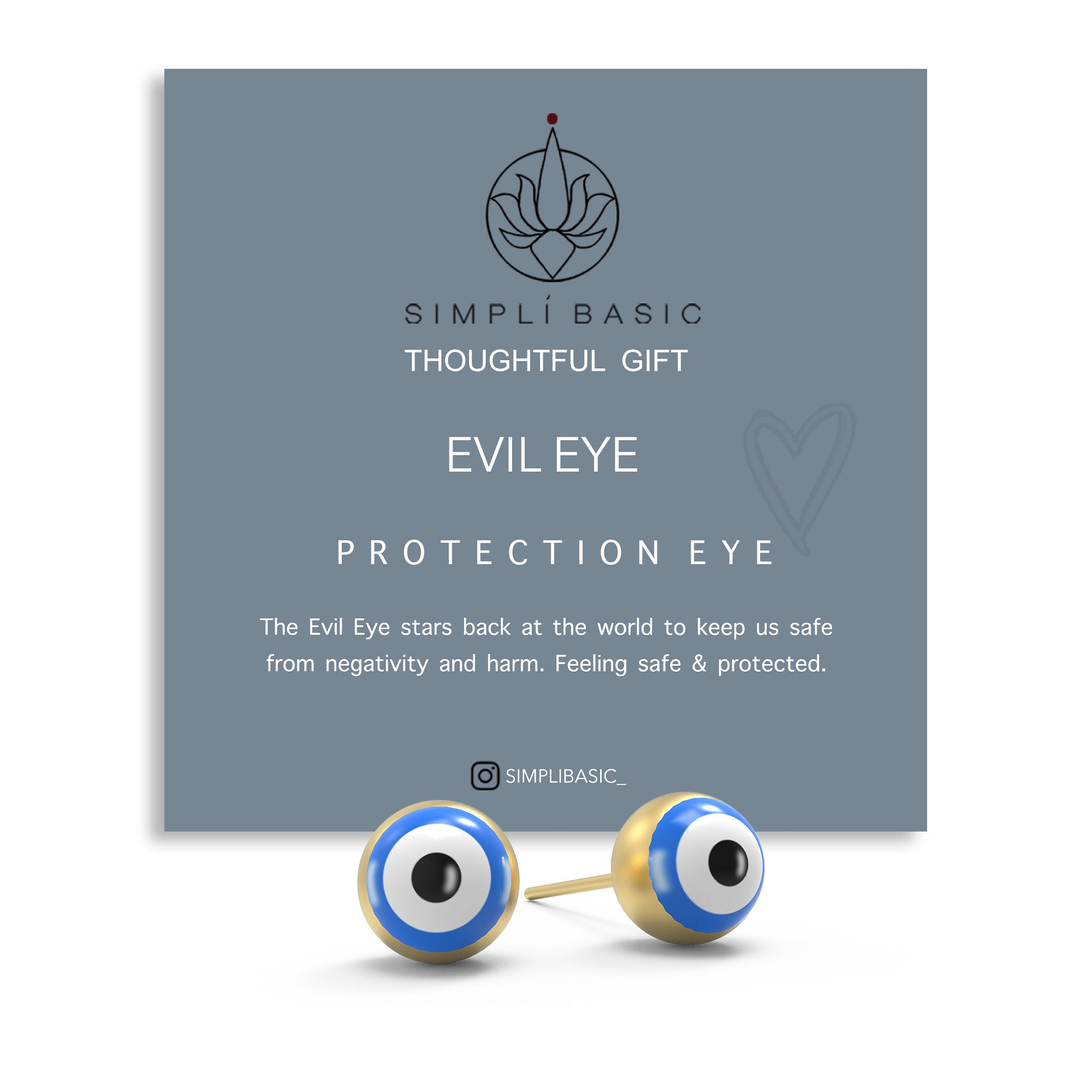 Evil eye ball stud 18k gold plated