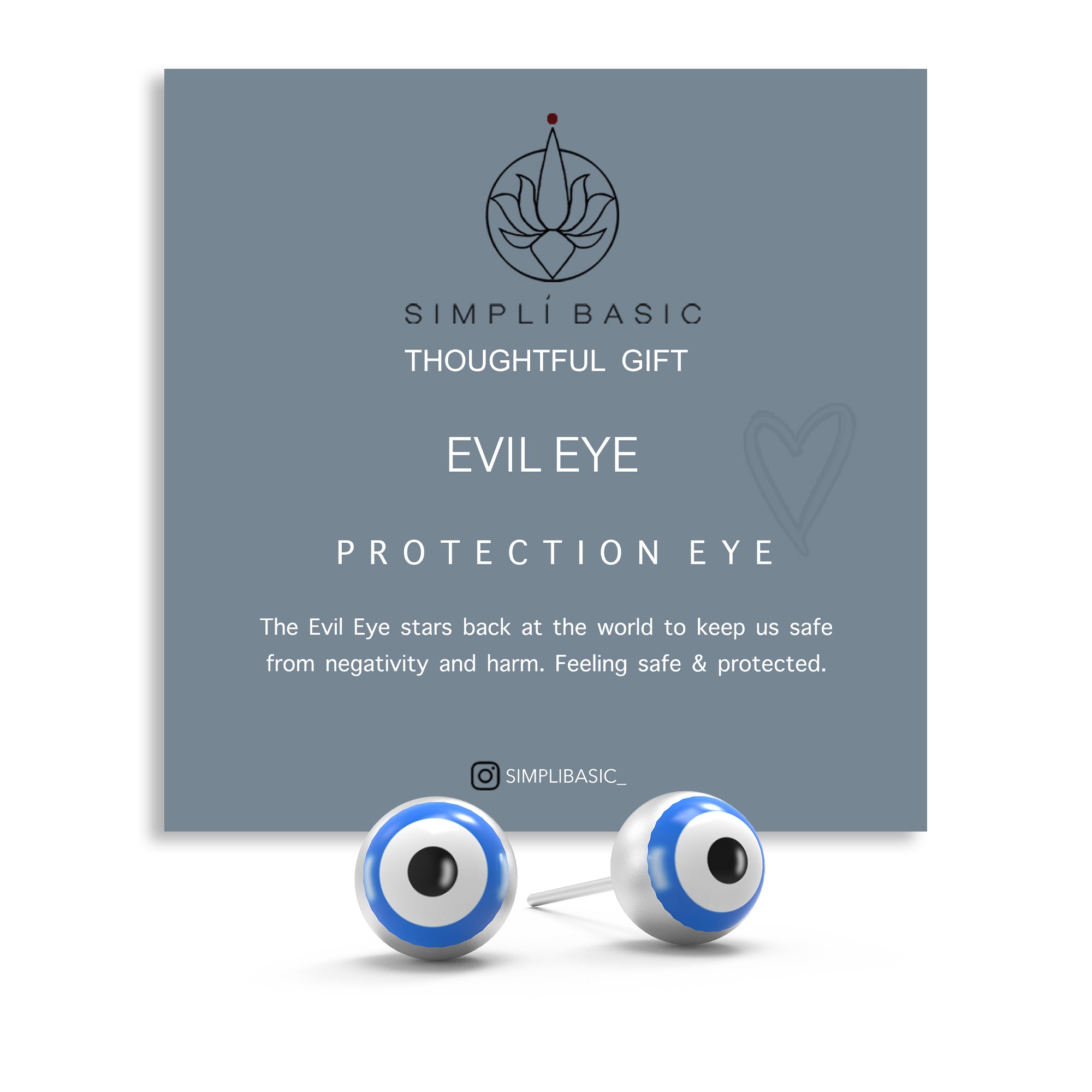Evil eye ball stud silver