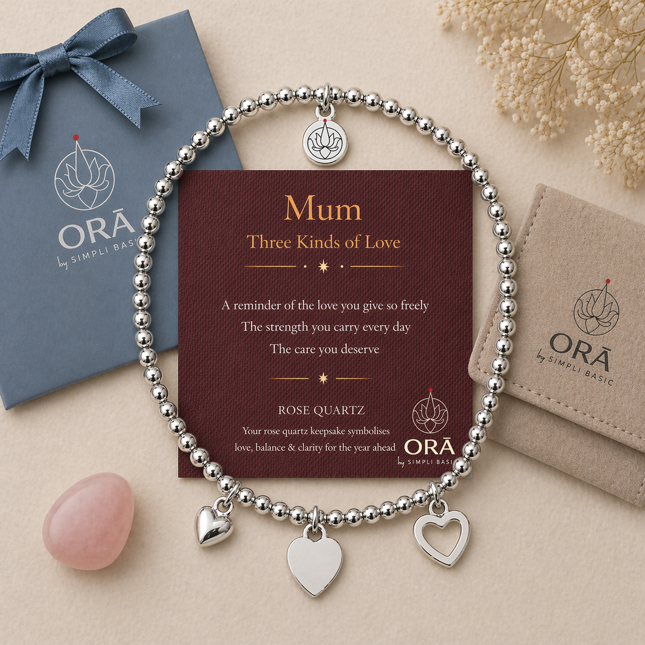 Rose Quartz Stainless Steel Bead Bracelet for Mum – Heartfelt Gift She’ll Treasure