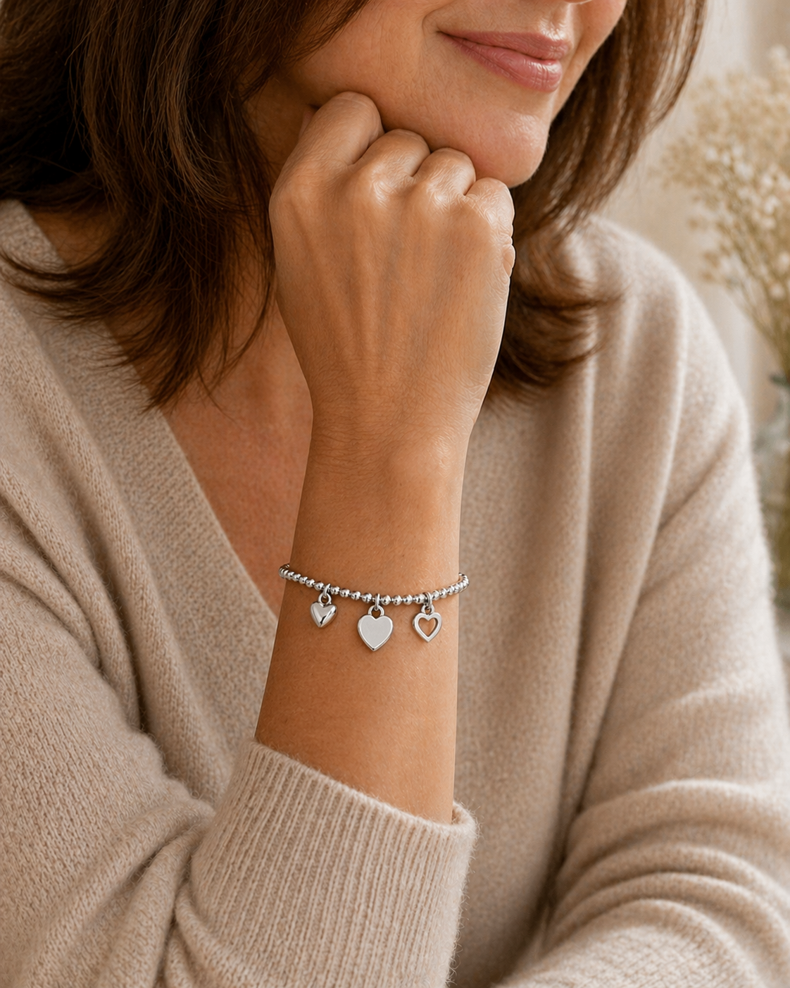Rose Quartz Stainless Steel Bead Bracelet for Mum – Heartfelt Gift She’ll Treasure