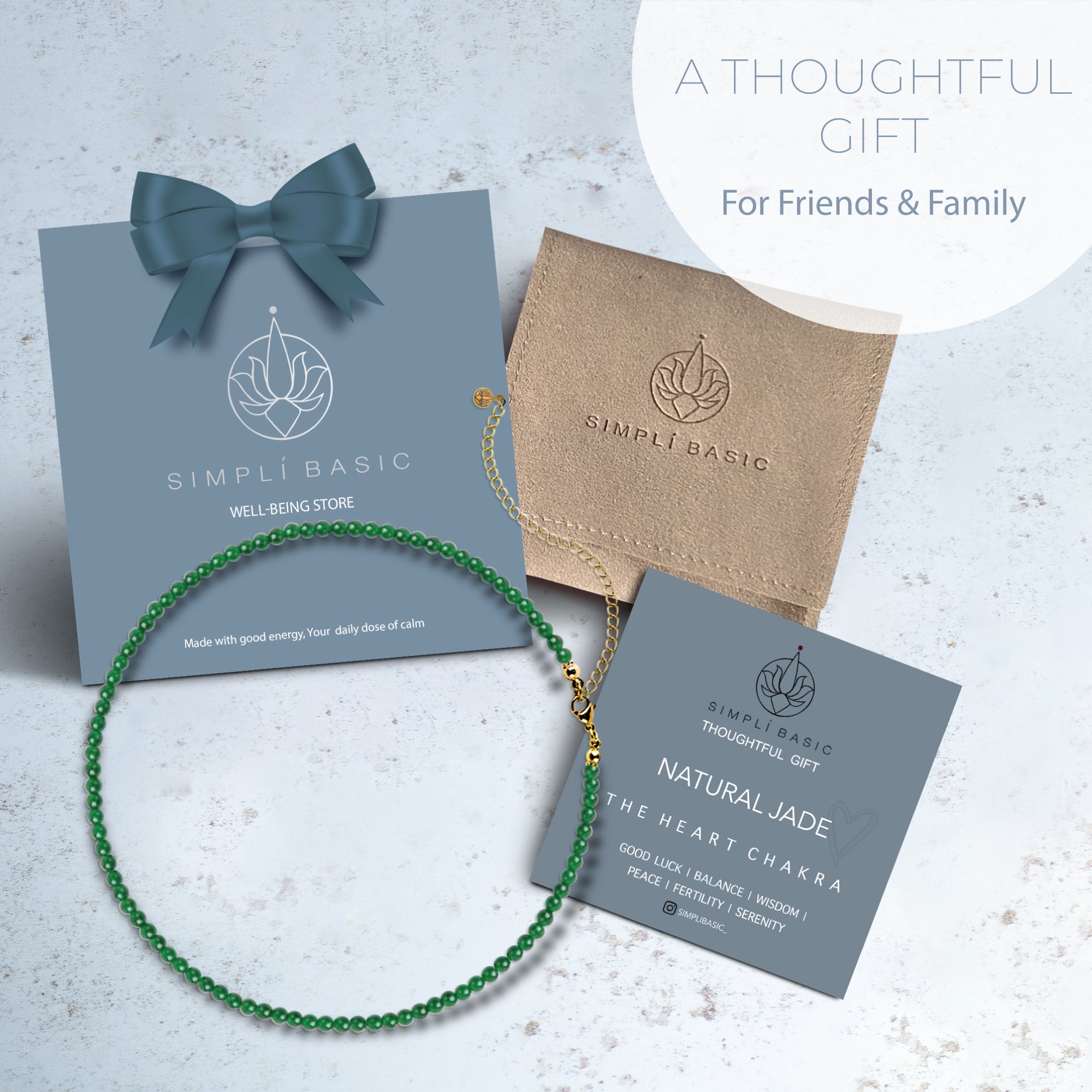 NATURAL JADE HEALING GEMSTONE BEADS NECKLACE