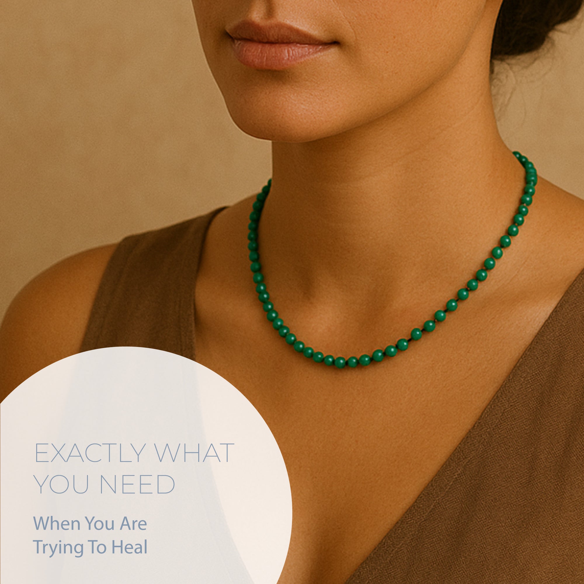 NATURAL MALACHITE HEALING GEMSTONE BEADS NECKLACE