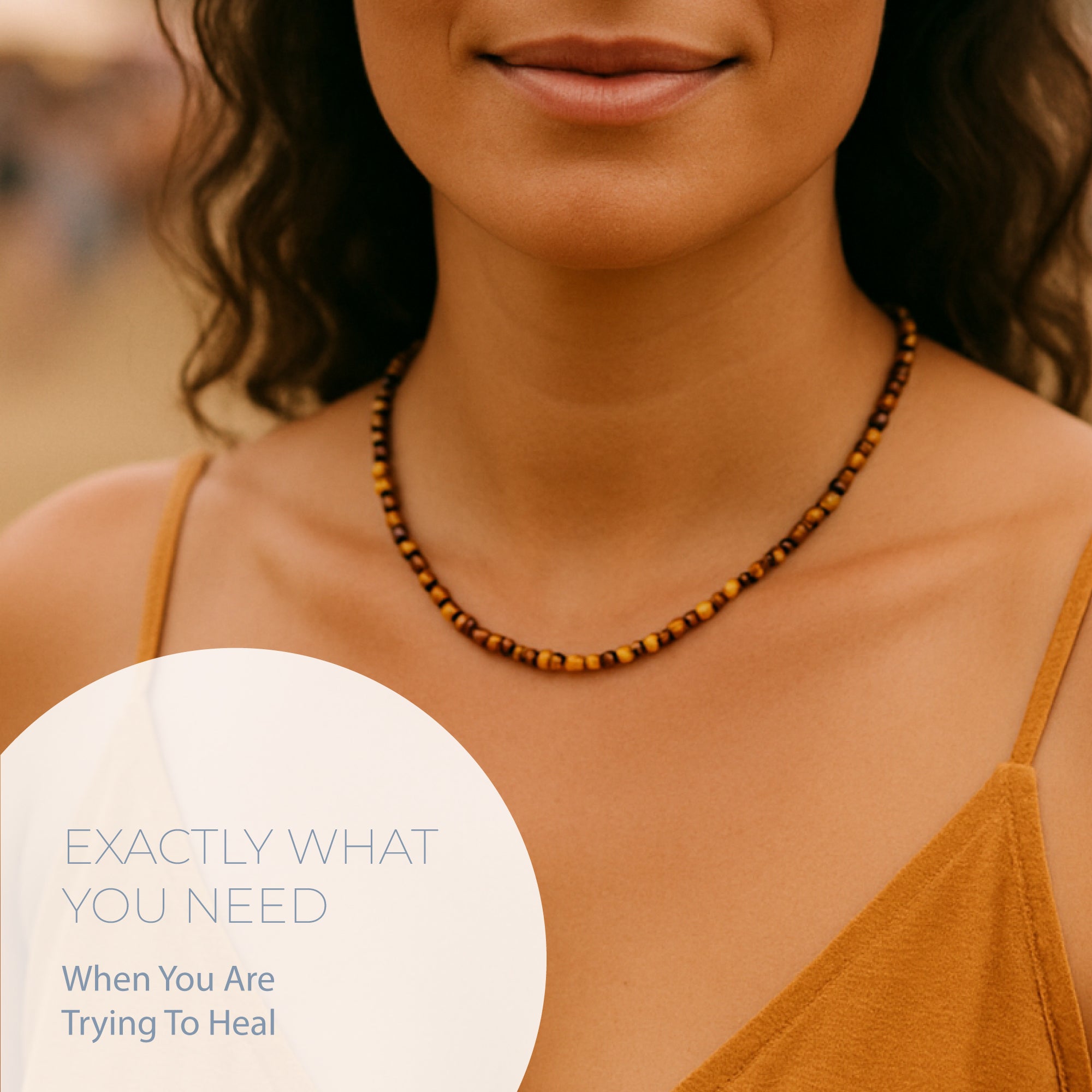 NATURAL TIGER EYE HEALING GEMSTONE BEADS NECKLACE