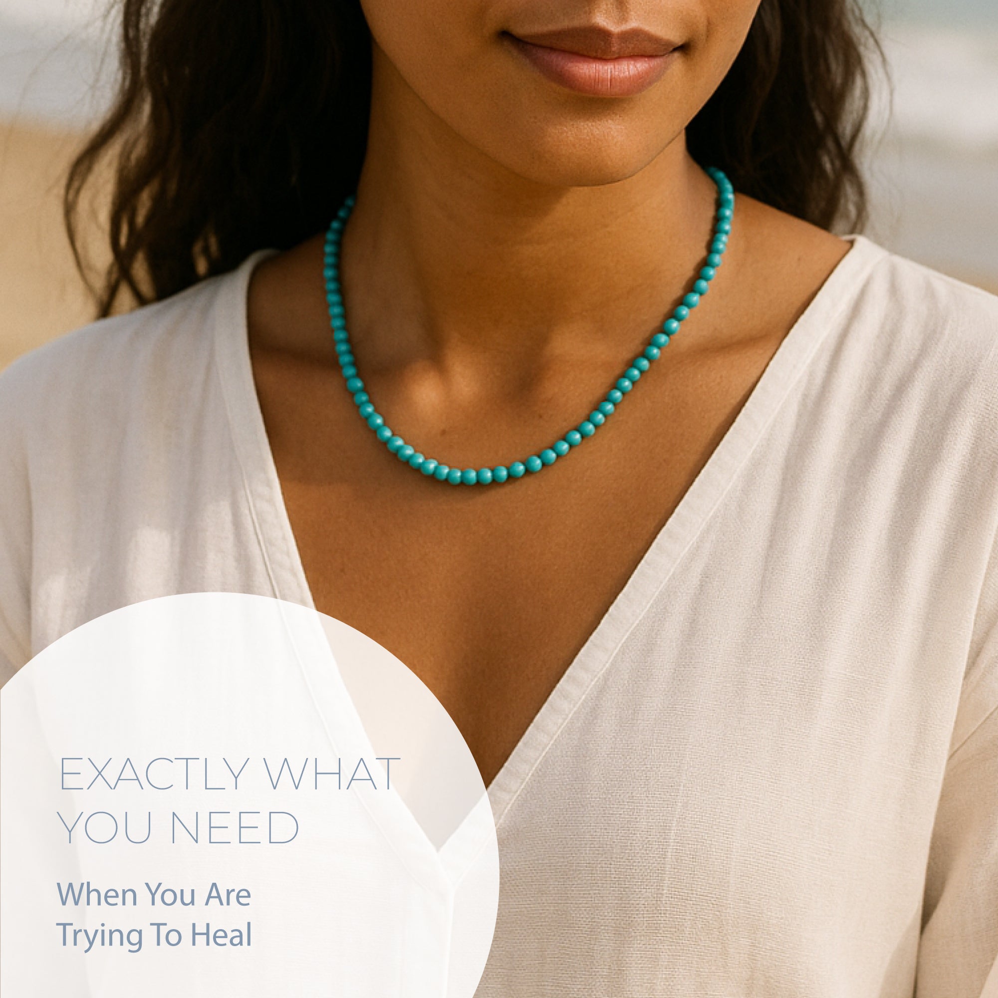 NATURAL TURQUOISE HEALING GEMSTONE BEADS NECKLACE