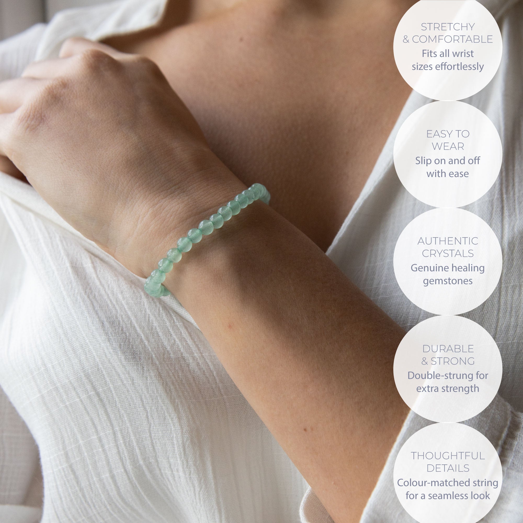 HEALING GREEN AVENTURINE BEAD BRACELET 4MM