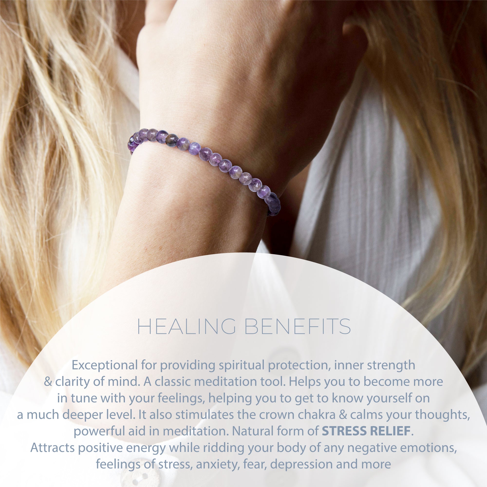 HEALING AMETHYST BEAD BRACELET 4MM