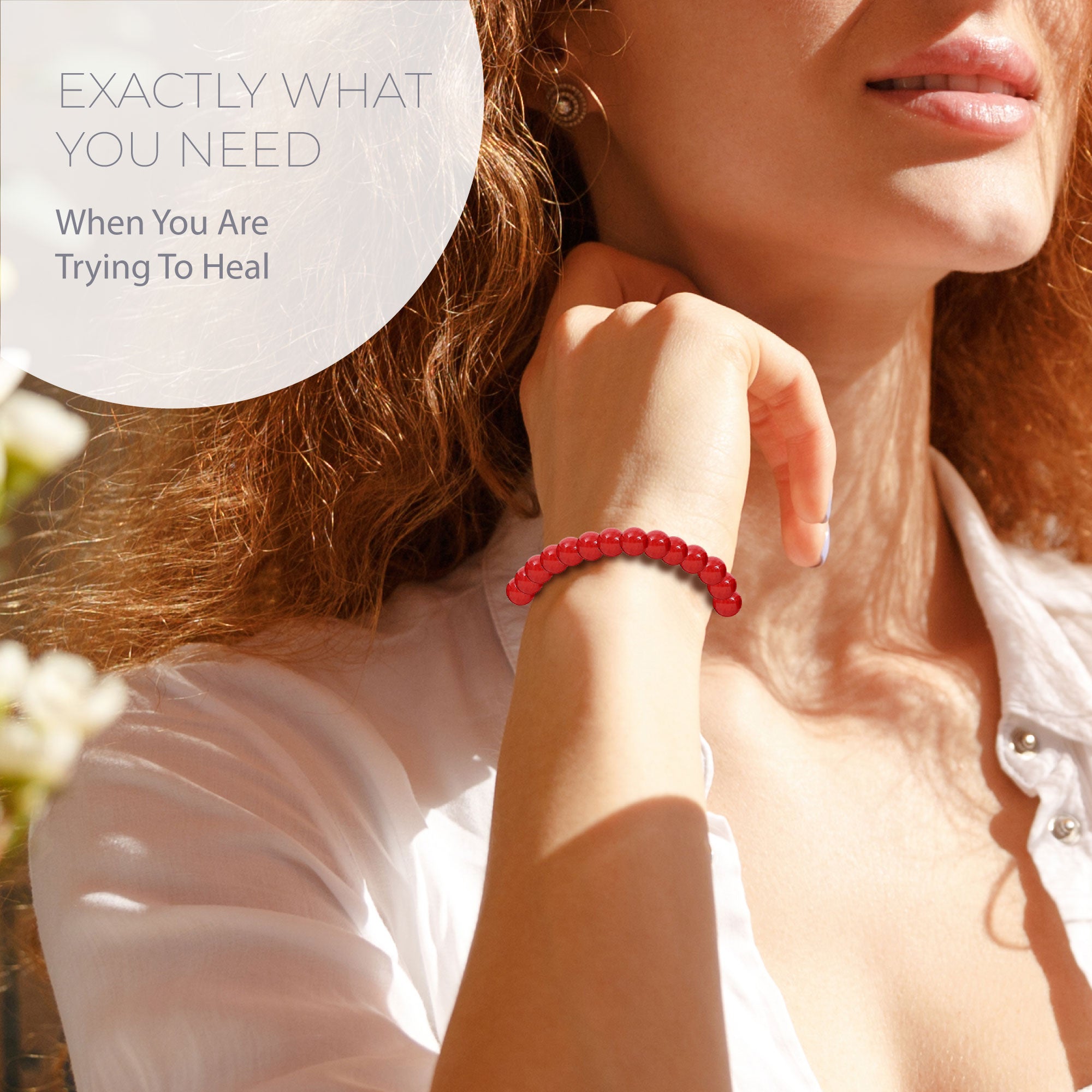 Healing Red coral bead bracelet 6mm