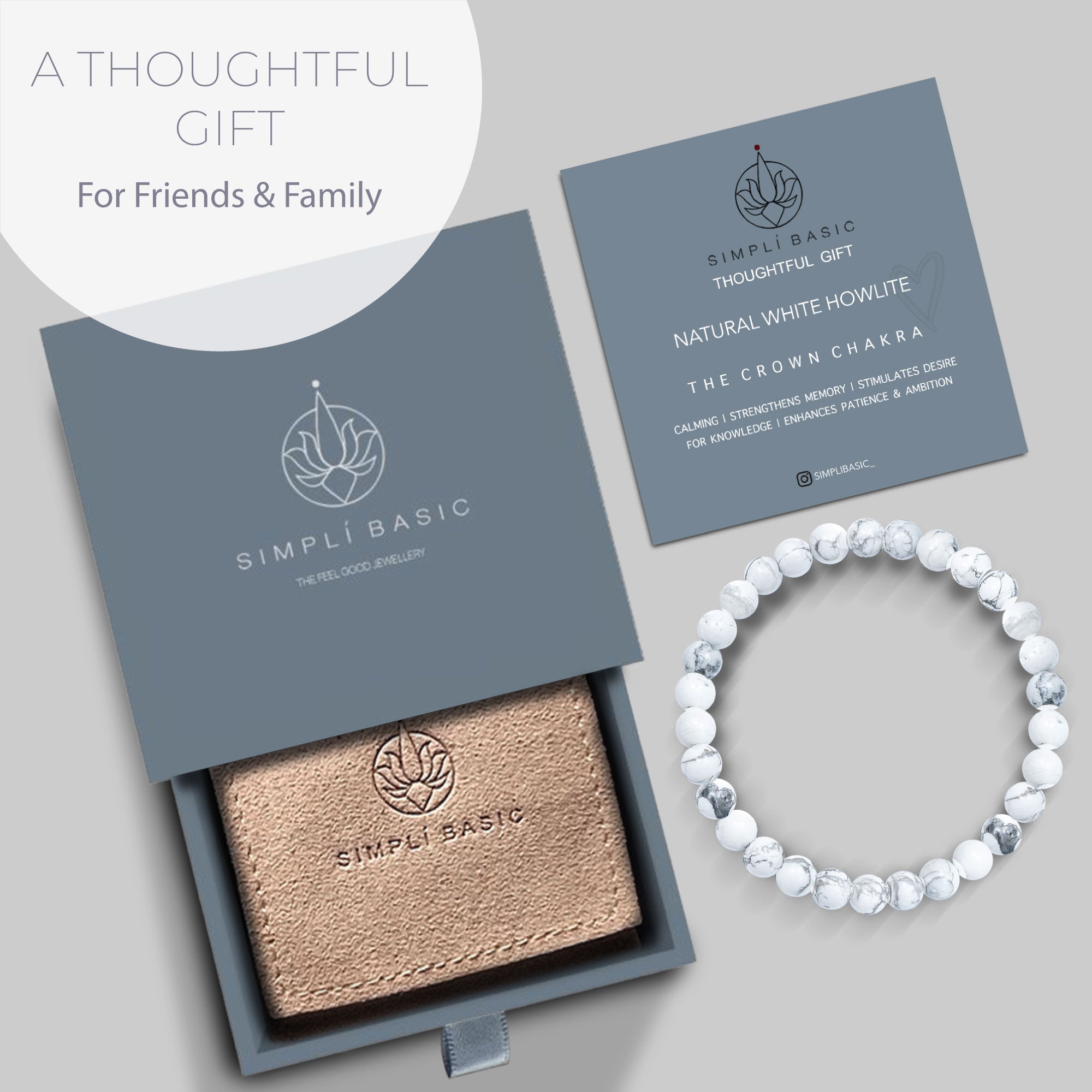 HEALING WHITE HOWLITE BEAD BRACELET 6MM