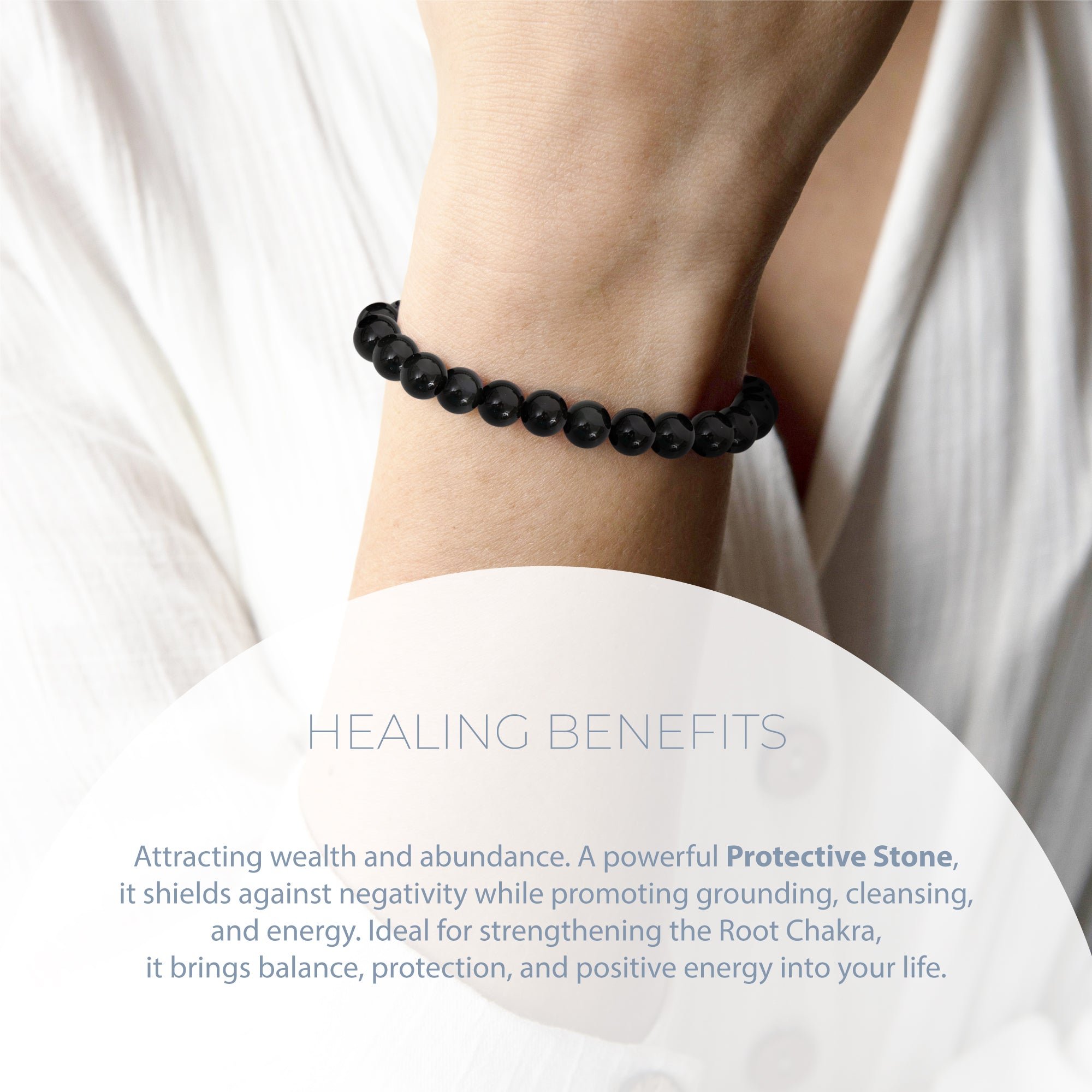 HEALING BLACK OBSIDIAN BEAD BRACELET 6MM