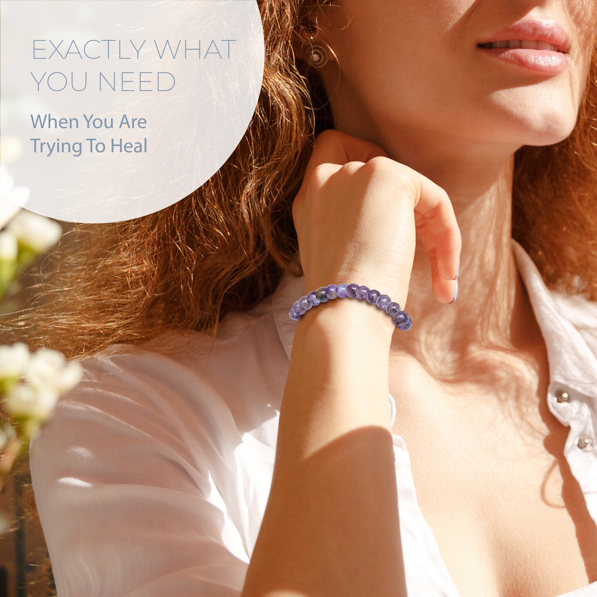 HEALING AMETHYST BEAD BRACELET 6MM