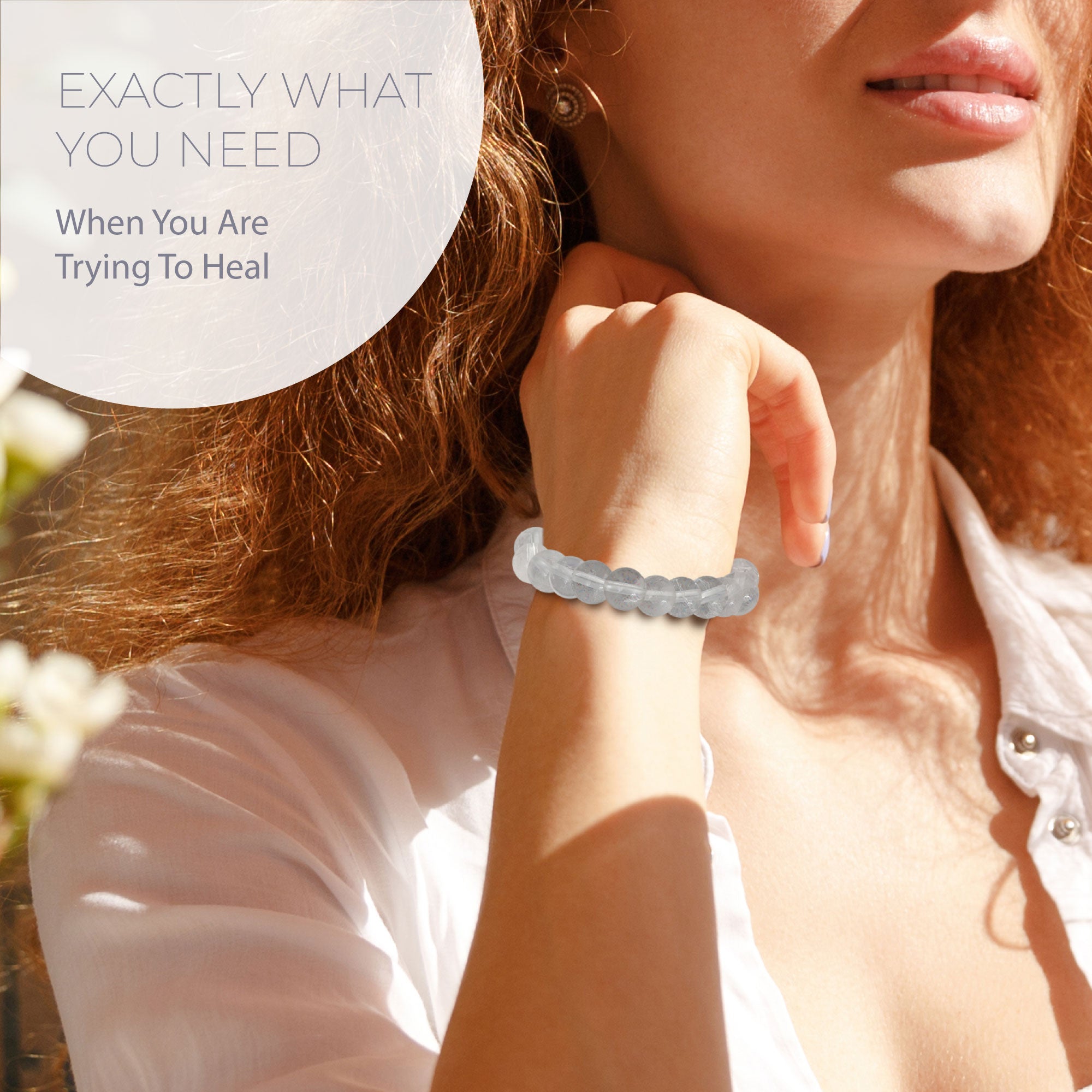 Healing Clear quartz bead bracelet 8mm