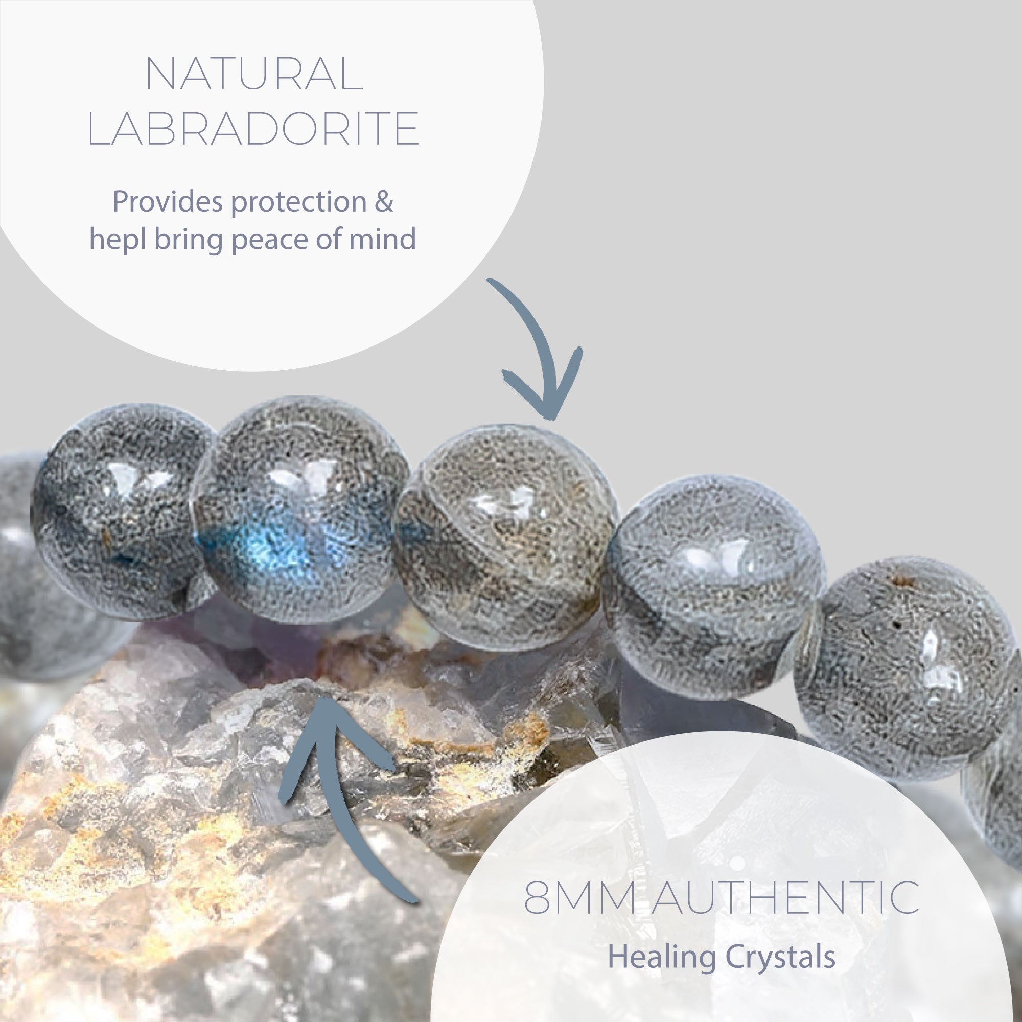 Healing Labradorite bead bracelet 8mm