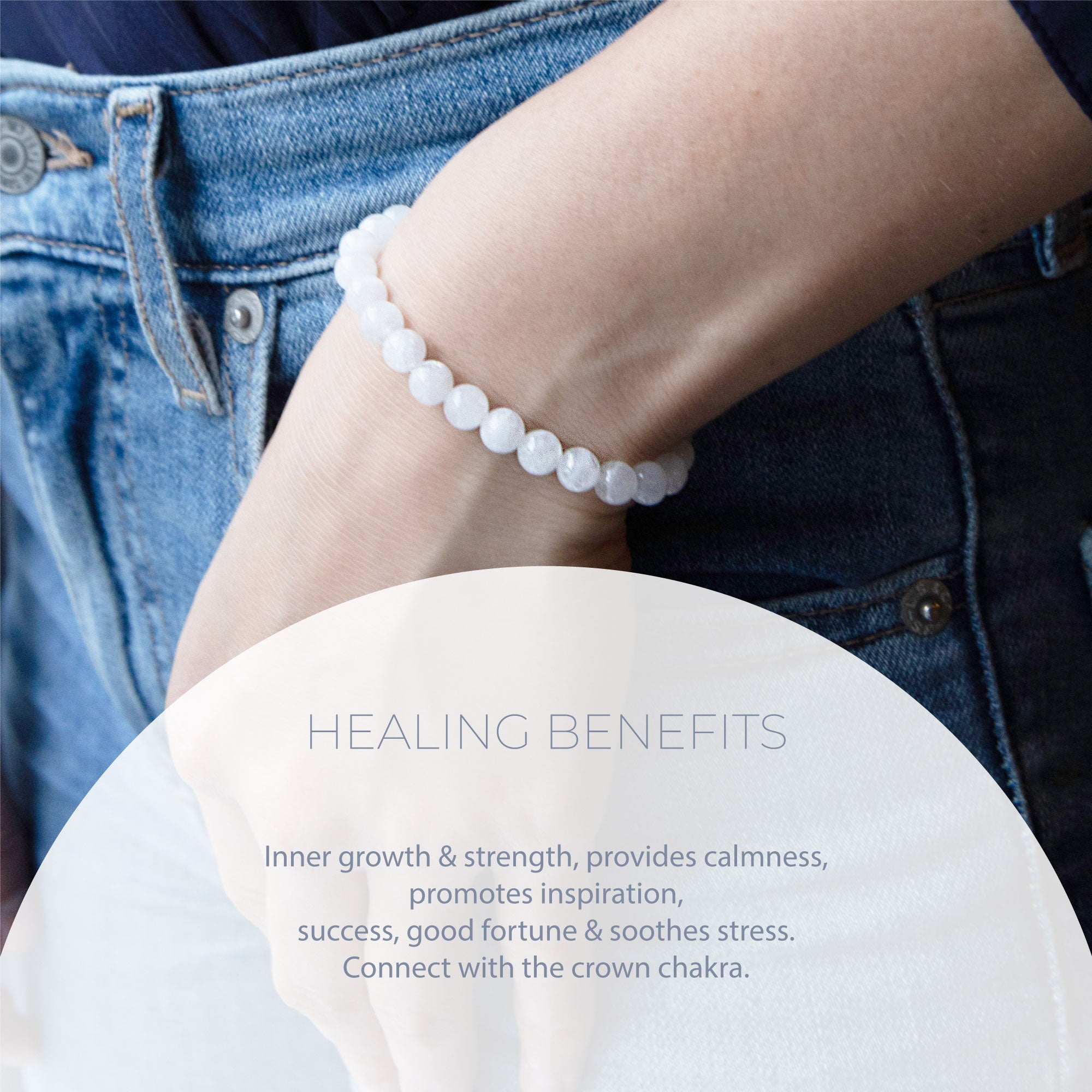 HEALING MOONSTONE BEAD BRACELET 6MM