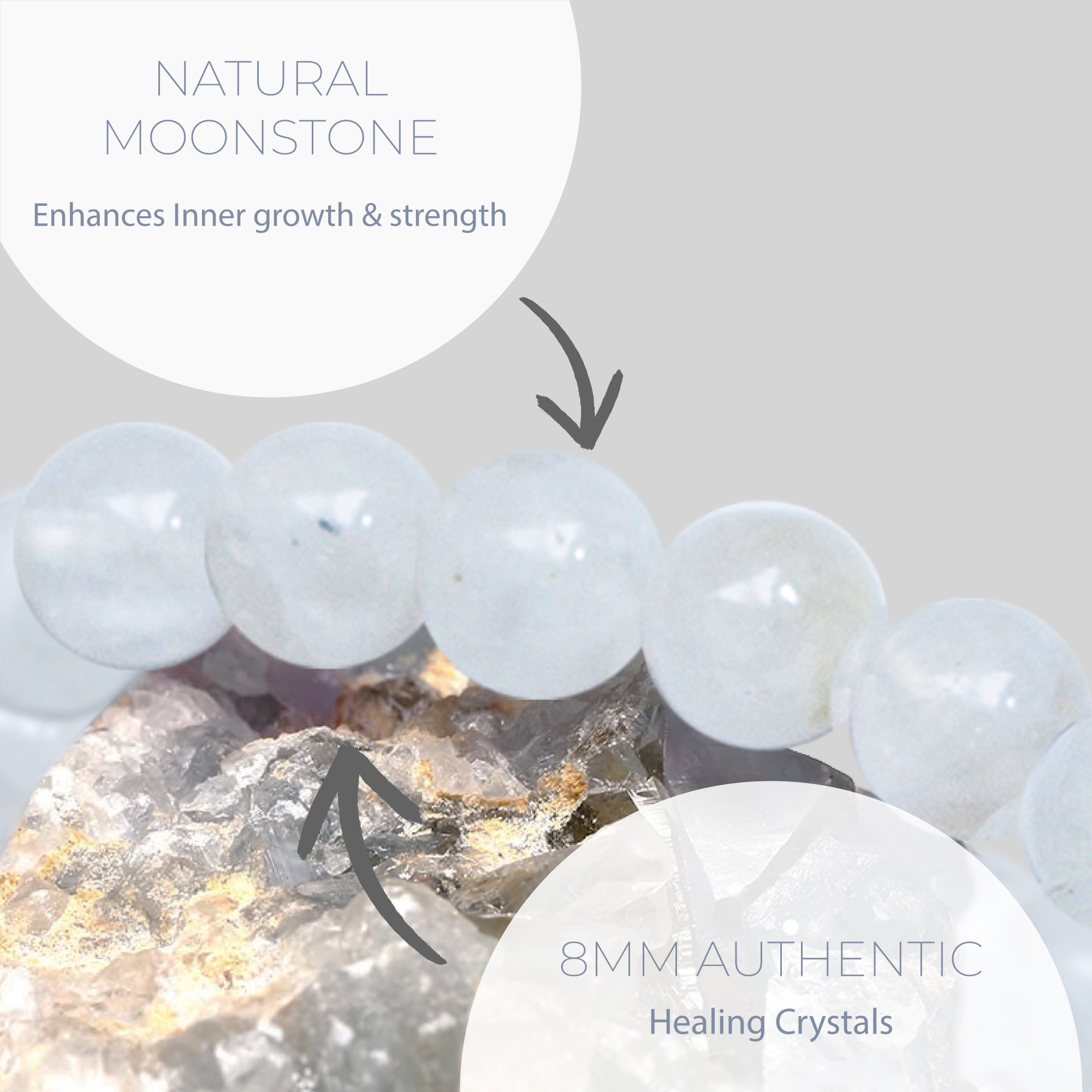 HEALING MOONSTONE BEAD BRACELET 8MM