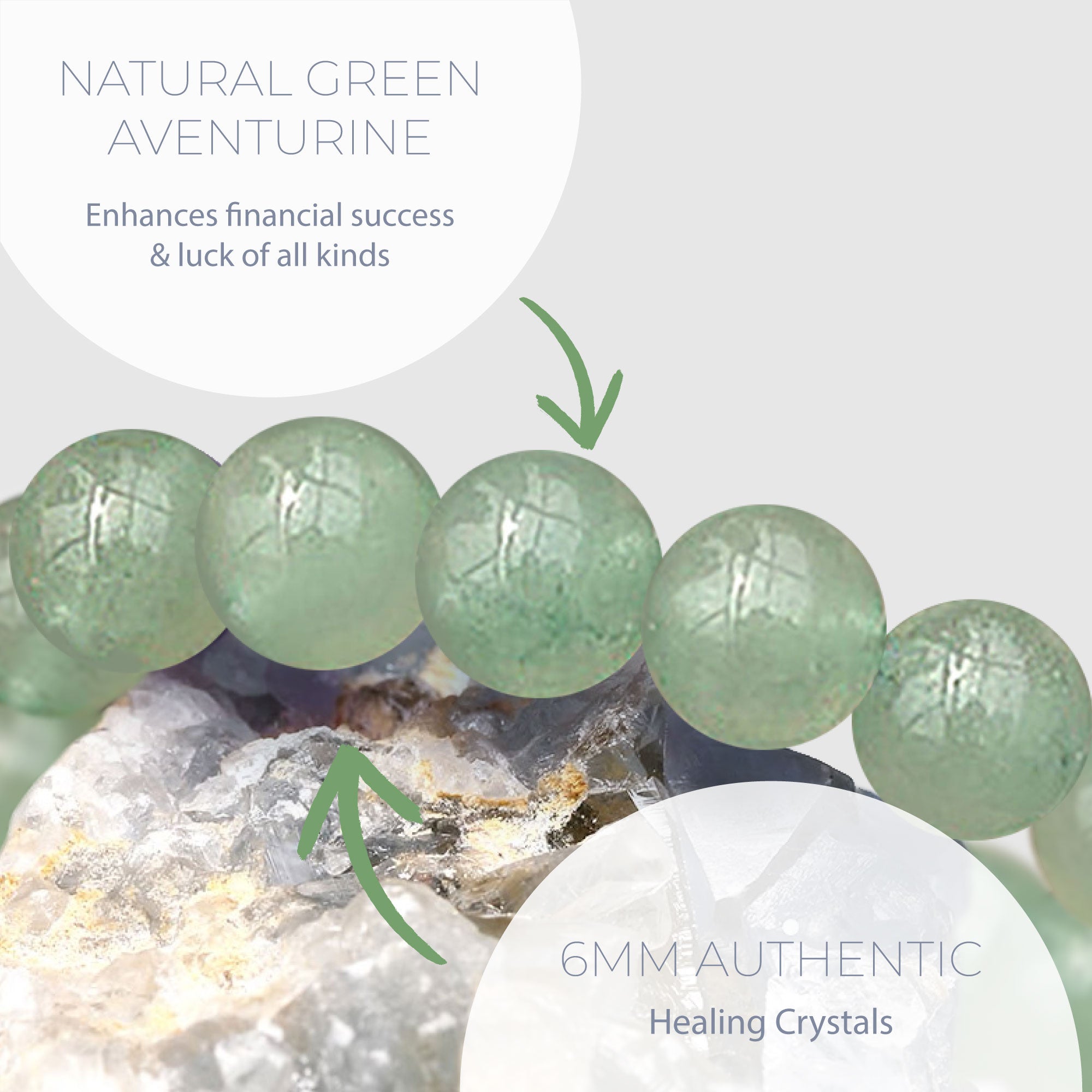 HEALING GREEN AVENTURINE BEAD BRACELET 6MM