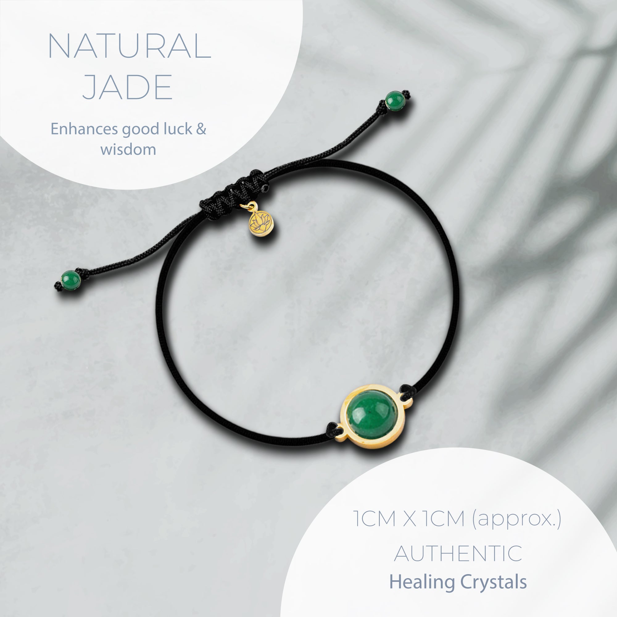 NATURAL JADE & BLACK STRING BRACELET â€“ ADJUSTABLE SOFT CORD