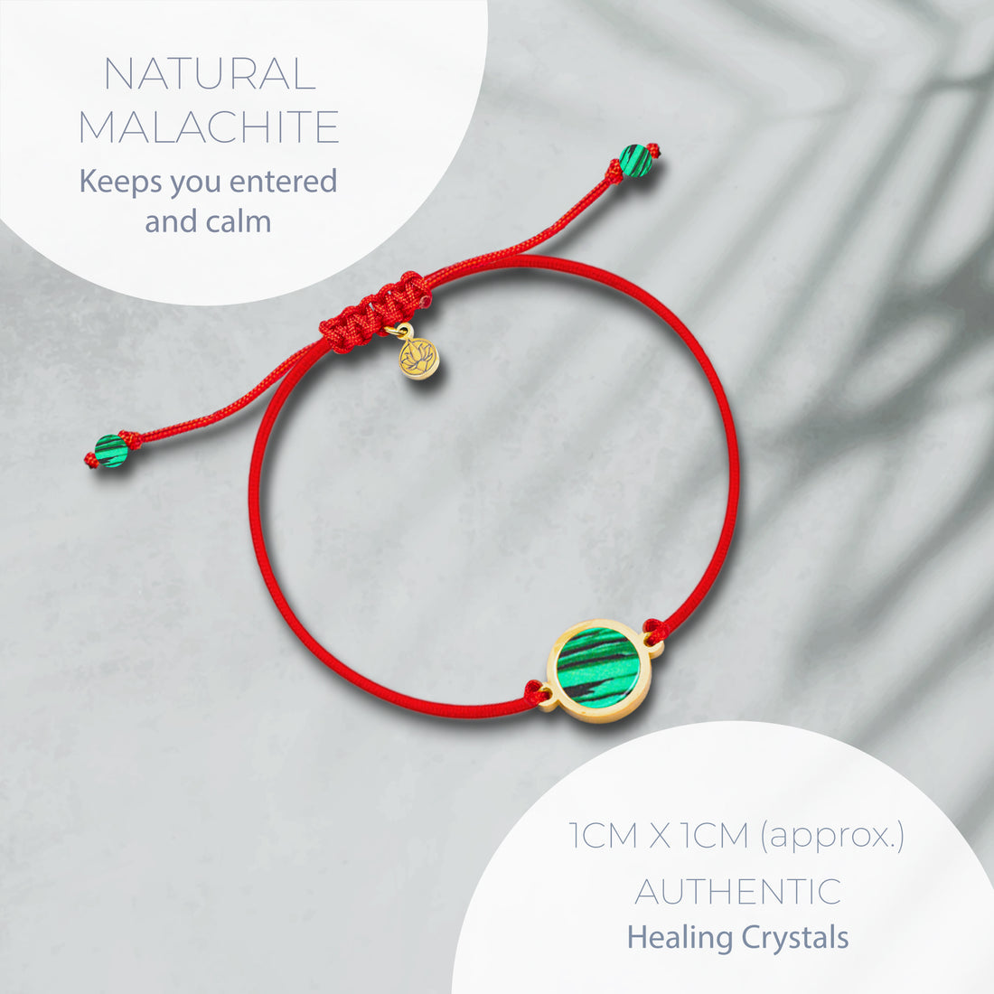NATURAL MALACHITE & RED STRING BRACELET – ADJUSTABLE SOFT CORD