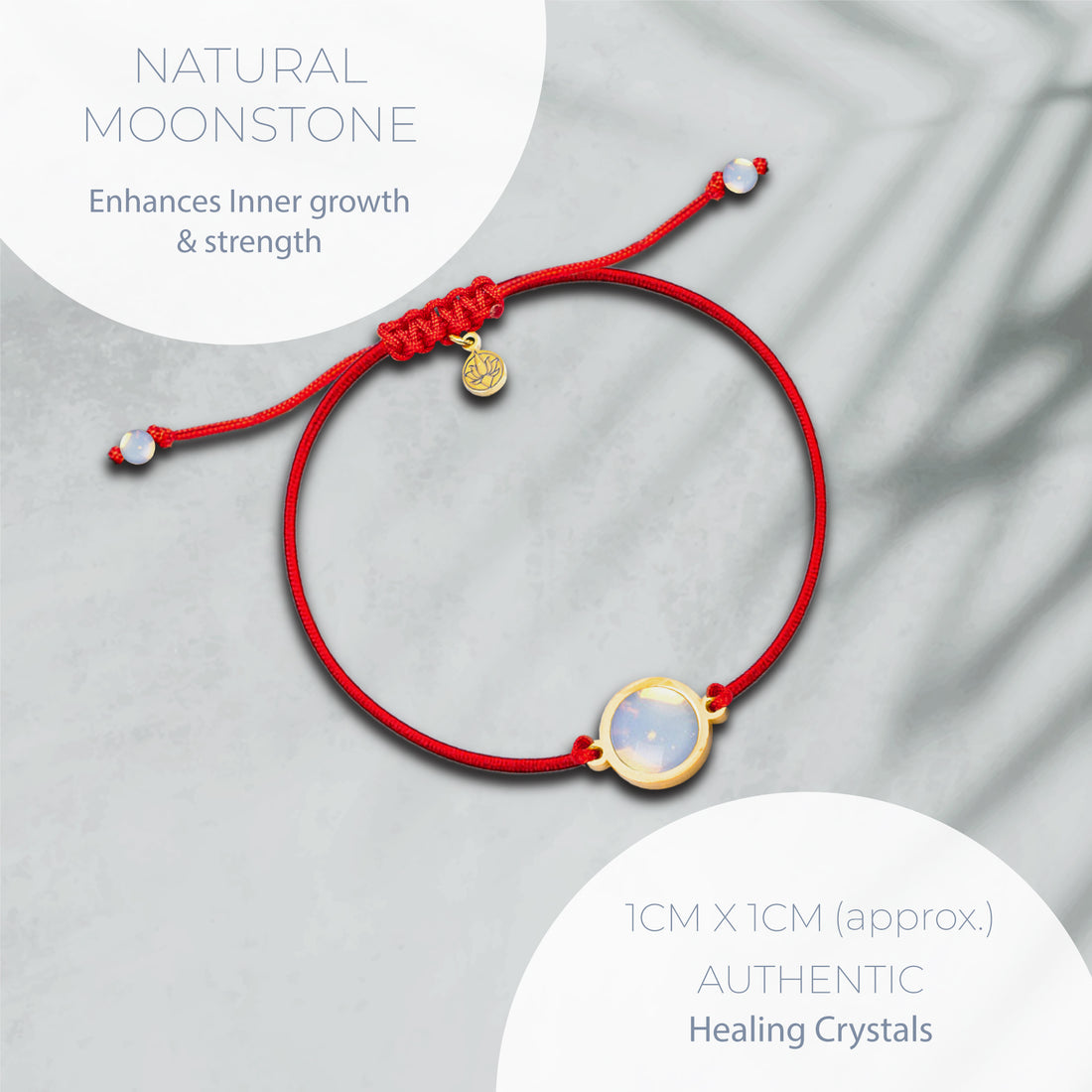 NATURAL MOONSTONE & RED STRING BRACELET – ADJUSTABLE SOFT CORD