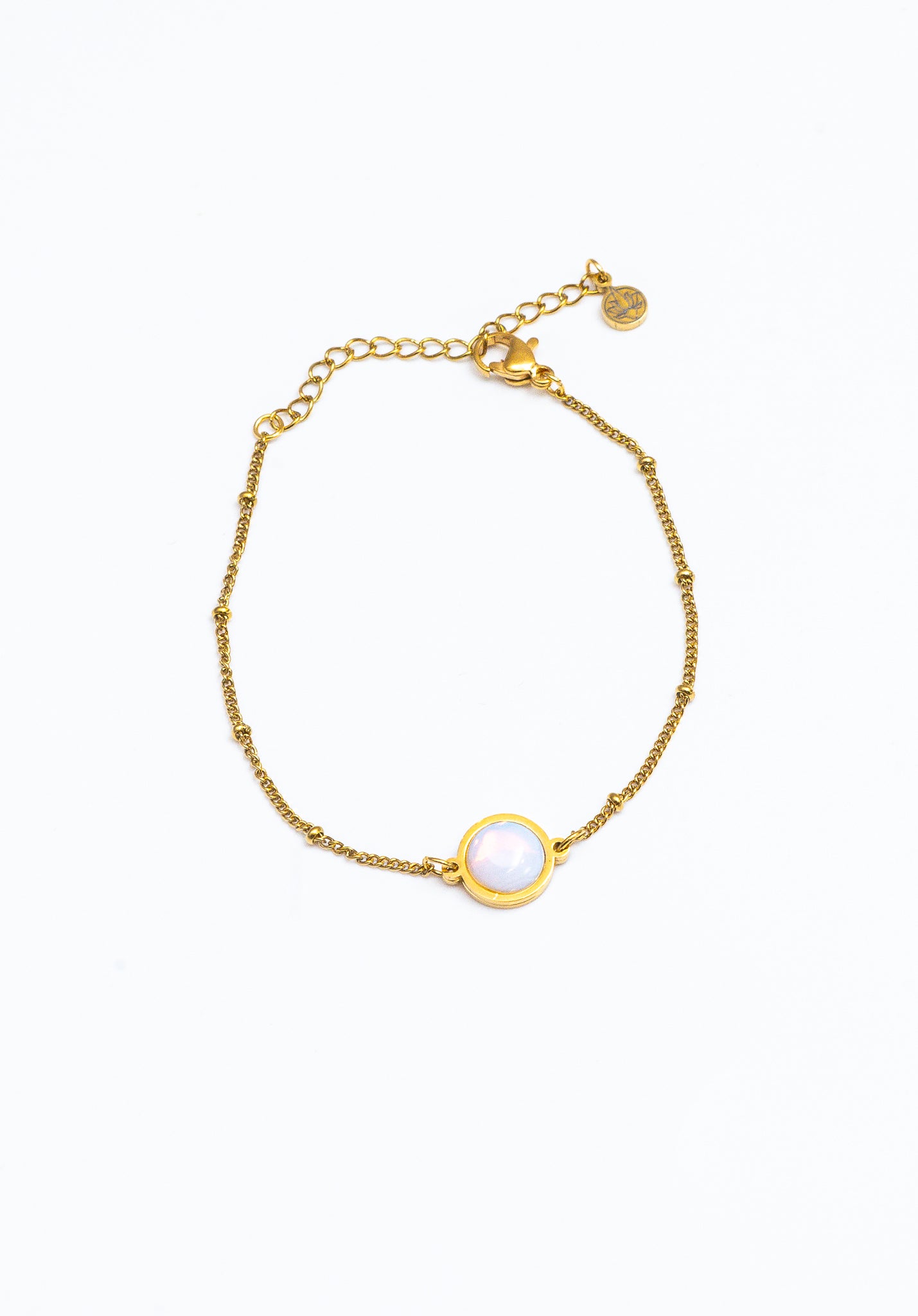 Moonstone 18k gold chain bracelet