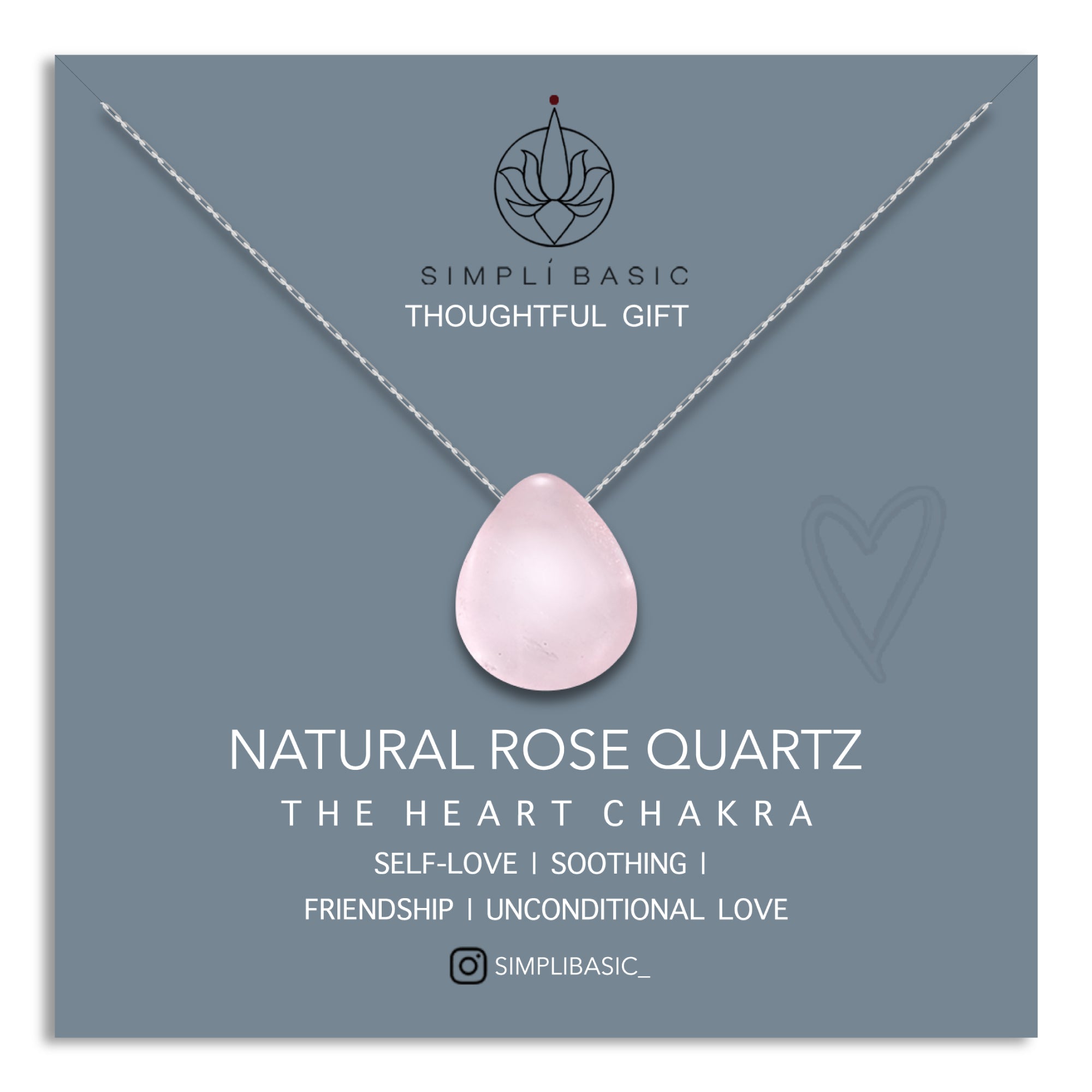 NATURAL ROSE QUARTZ  FLOATING STONE SILVER CHAIN NECKLACE