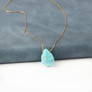 Turquoise chain Necklace pear drop