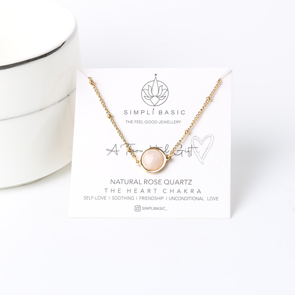 Rose quartz 18k gold chain bracelet