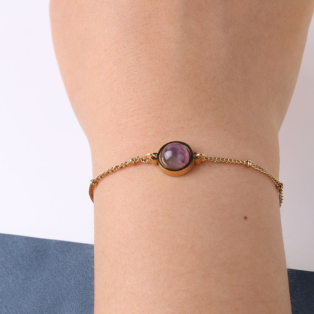 Amethyst 18k gold chain bracelet