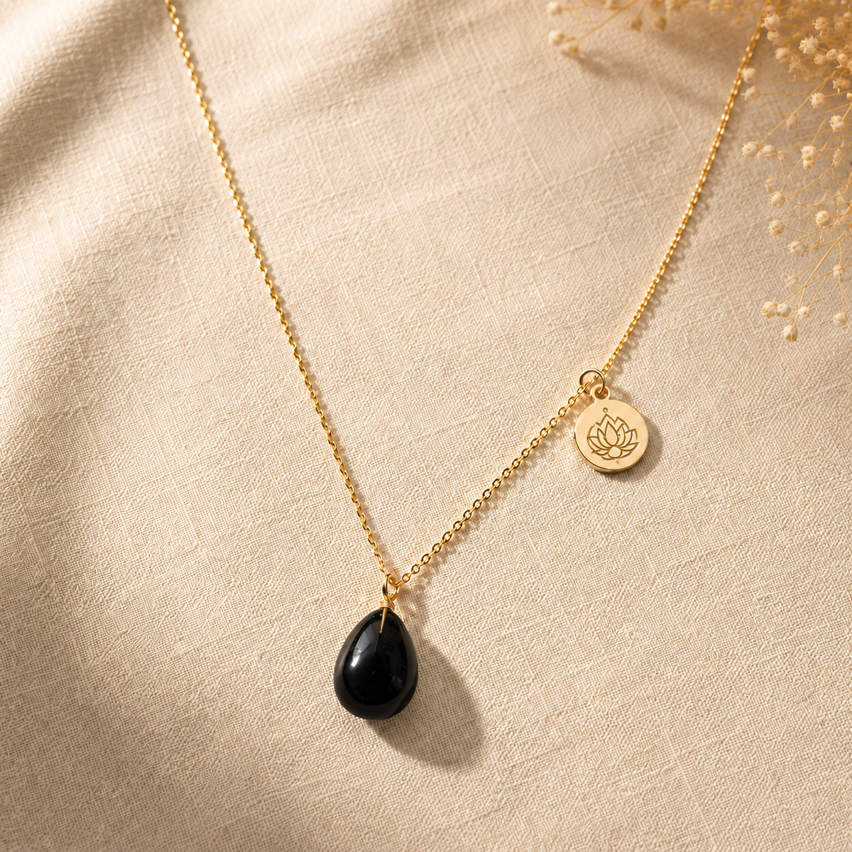 ORĀ Floating Black Onyx Necklace - on model detail