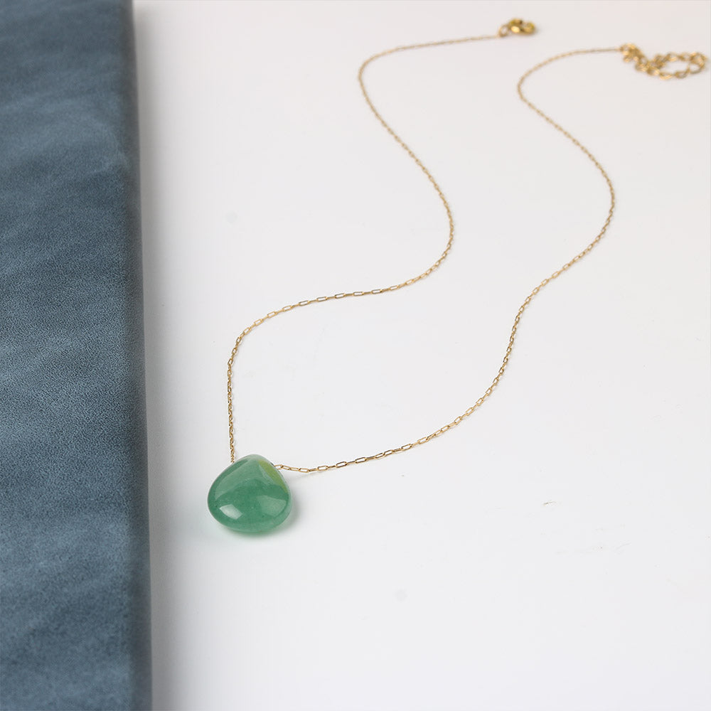 Jade Chain Necklace Pear Drop